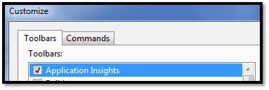 Application Insights tool bar